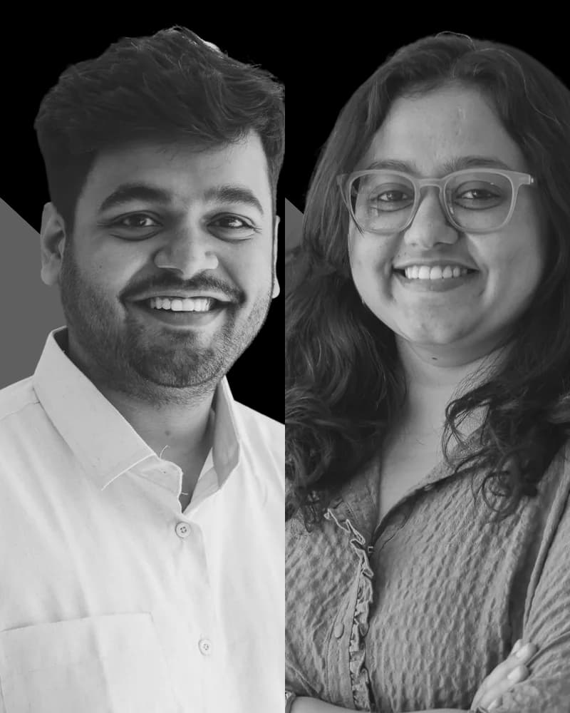 Portraits of the two founders, Adnan and Prutha